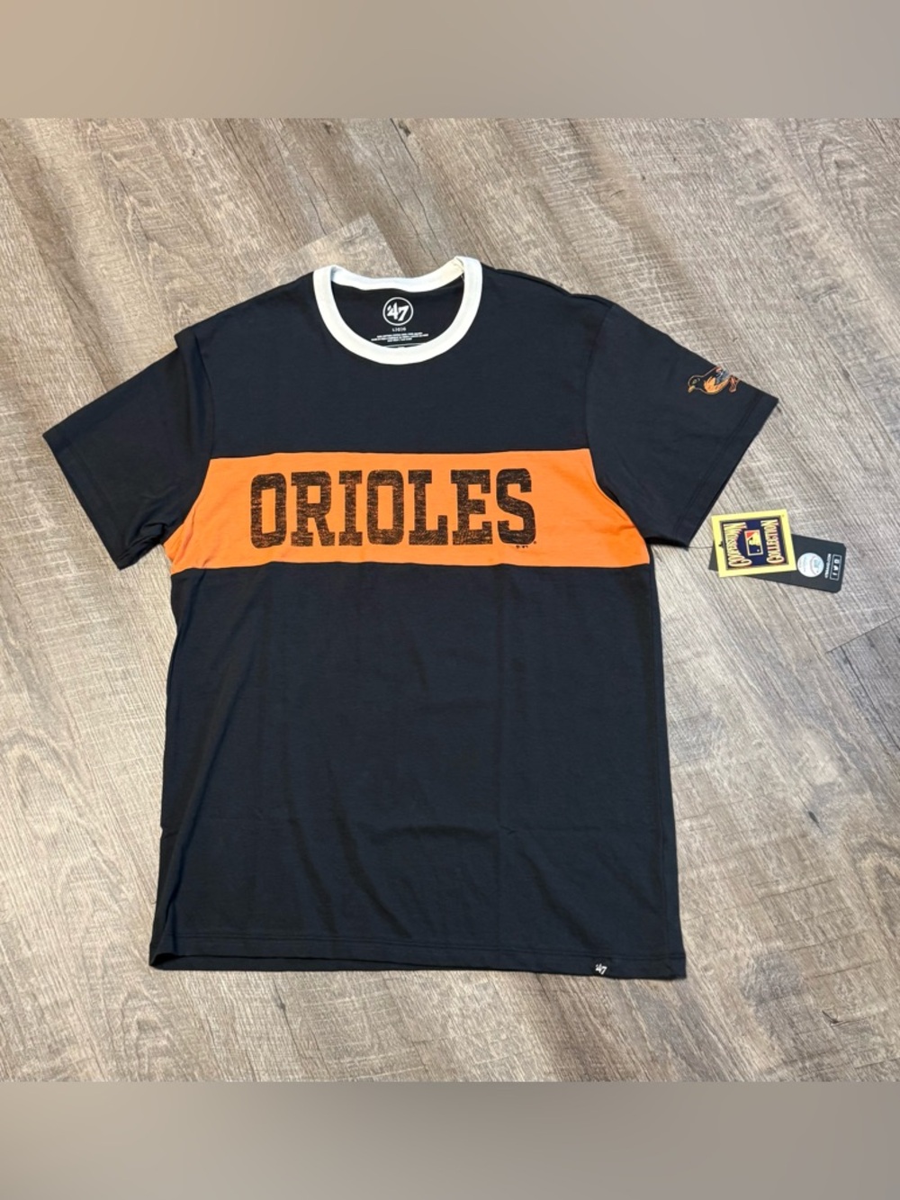 '47 Men's Baltimore Orioles Black & Orange Short Sleeve Tee Size Large